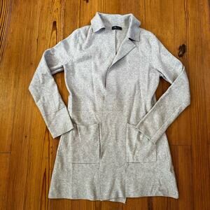 KLD light gray knit angora blend long open collar cardigan sweater SIZE S